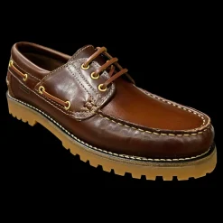 Baerchi Scarpe Modello Barca Da Uomo Cuoio - 7000