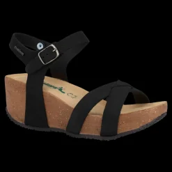 Bionatura Sandali Da Donna Con Zeppa Fregene Nero - 24 Fregene