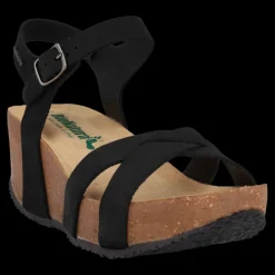 Bionatura Sandali Da Donna Con Zeppa Fregene Nero - 24 Fregene