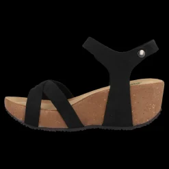 Bionatura Sandali Da Donna Con Zeppa Fregene Nero - 24 Fregene